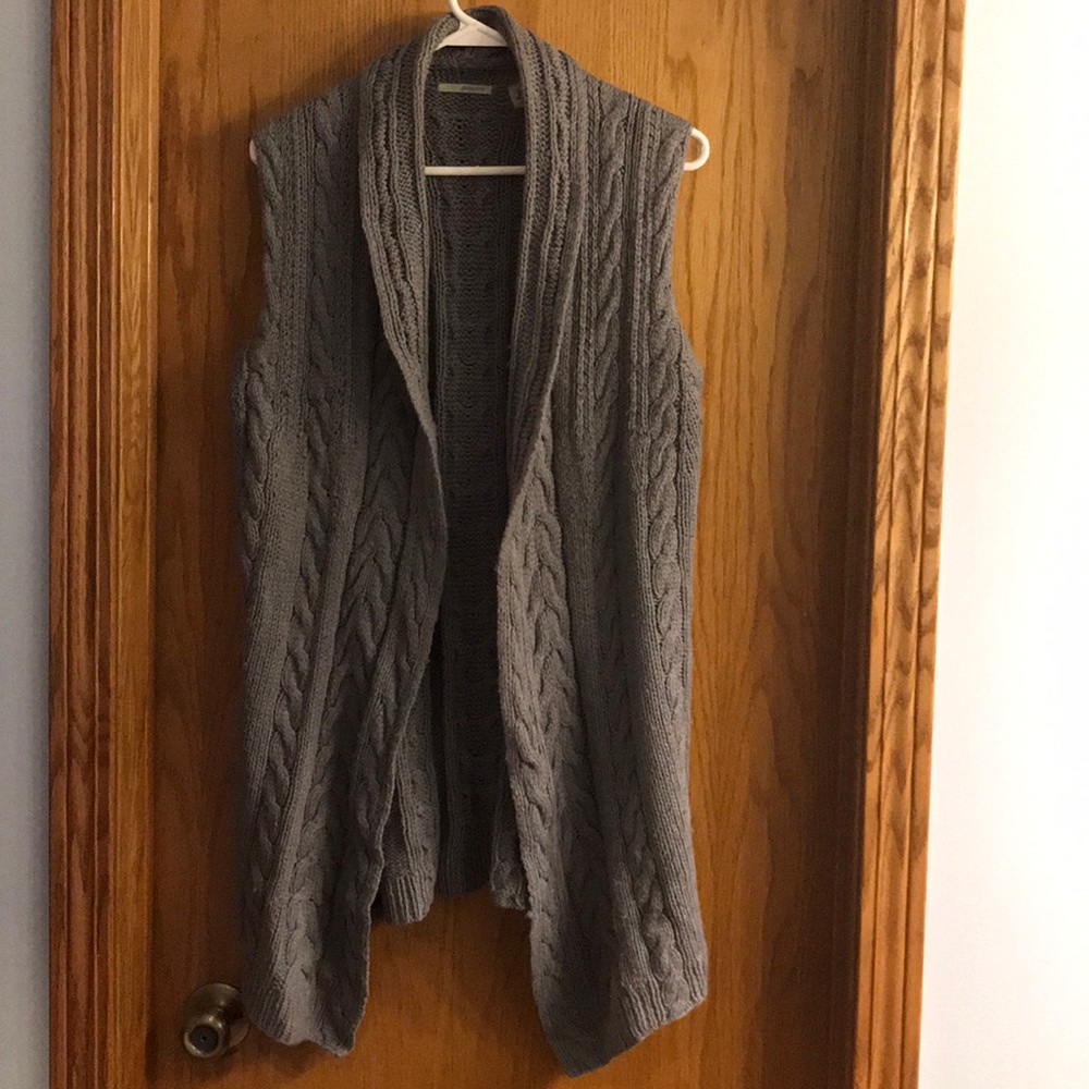 Gray long sweater vest